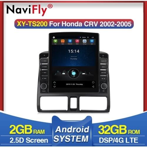 Navifly 9.7" Tesla style for Honda CR-V CRV 2 2001 - 2006 Android video Car radio multimedia player navigation gps No 2 din DVD