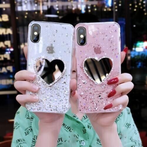 Glitter star mirror phone Case For Samsung Galaxy A51 A71 A50 A30S A10 A20E A70 A80 A01 A11 A21S A31 M21 M51 Soft Clear Cover