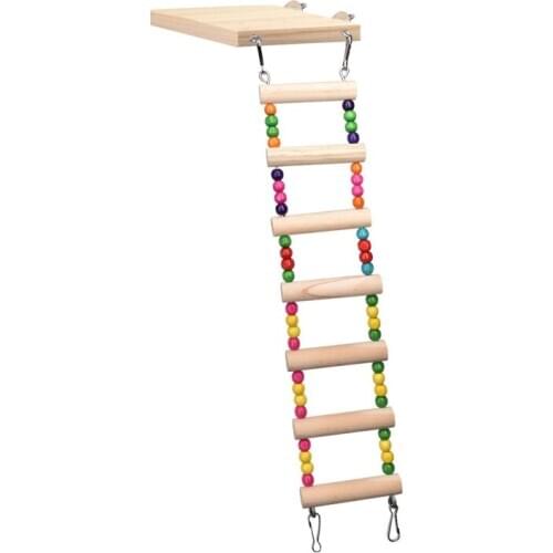 Wooden Parrot Hamster Climbing Ladder Swing Play Toys Set Birds Exercise Perch