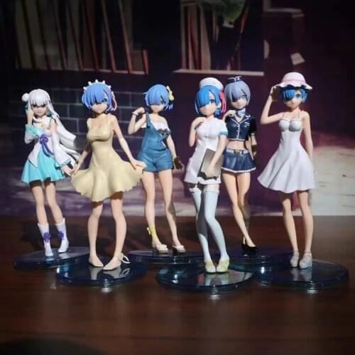 6pcs Re Life in a Different World From Zero Rem Ram Emilia PVC Action Figure Japanese Anime Figure Model Toys Doll Gift