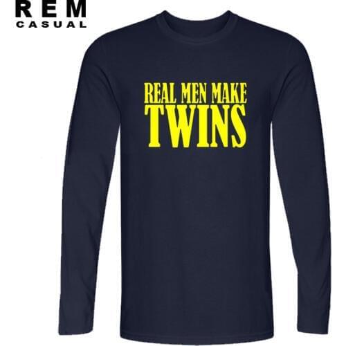 Real Men Make Twins Men T-Shirt O-Neck Funny Father To Be Dad T Shirt Top Tee Basic Long sleeve Shirt