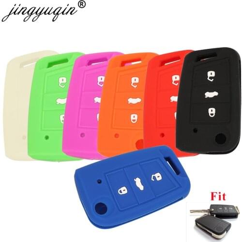 Jingyuqin 50pcs Silicone Car Key Cover Case For Volkswagen VW C5 Golf7 mk7 Seat Ibiza Leon FR 2 Altea Aztec For Skoda Octavia