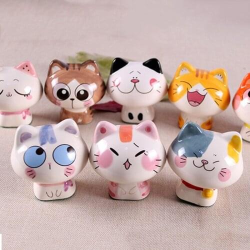 China Ceramics Cat Model Cute Home Decor Decoration Crafts Figurines Miniatures Lovely Fortune Cat Drop Shipping Ornament