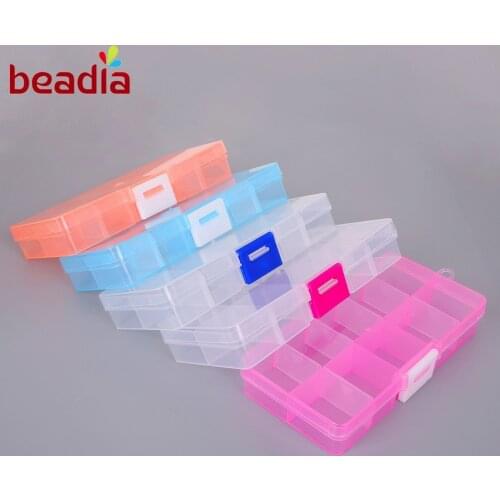 Hot 10 Slots Cells Transparent Plastic Acrylic Beading Storage Box Organizar Adjustable Splittable For Jewelry Packaging