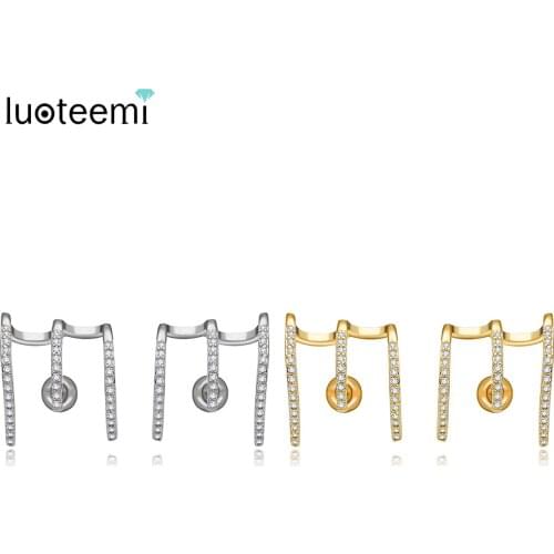 LUOTEEMI New Simple Design Jewelry Yellow White Gold-Color Unique Stud Earrings with Ear Clips form Women Party Birthday Gifts