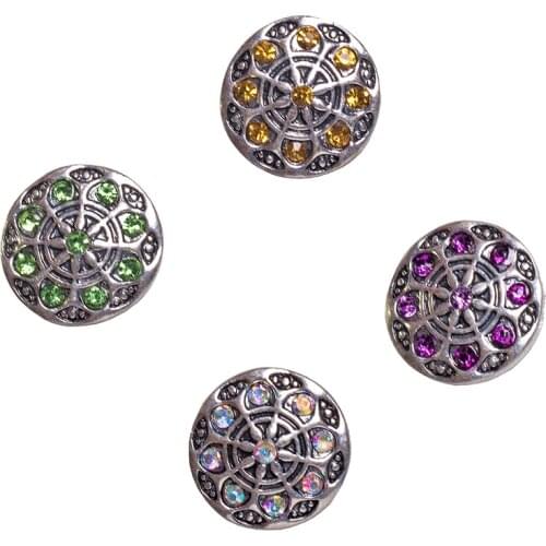 Metal Snap Buttons Charm Vintage Retro Style 20 MM Round Rhinestone Button Ginger Snap Bracelet Summer Jewelry MDB18-202