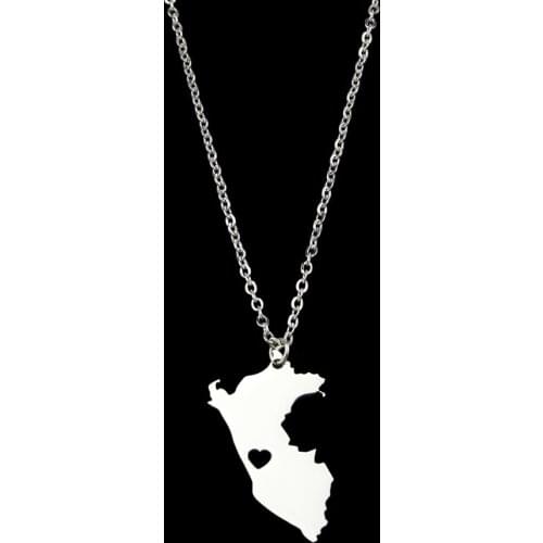 Fashion Stainless Steel Necklace Peru Map Necklace Geometric Heart Pendant Necklace for Women Custom Statement Jewelery Gift