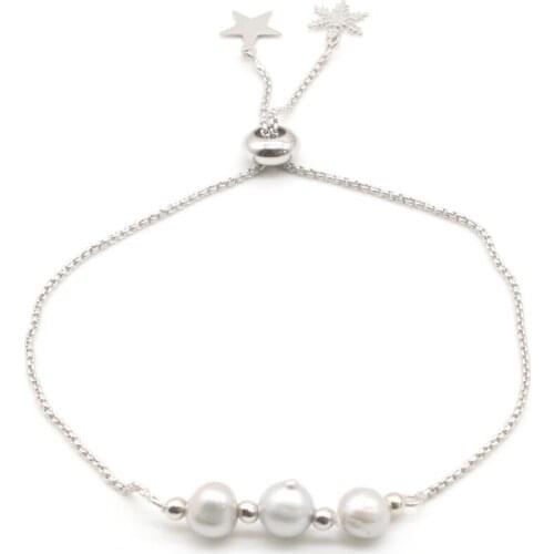 Trendy Rainbow Color Pearl Bracelet Natural Freshwater Potato Pearl White Color Pink Purple Green Bangle Gift For Women