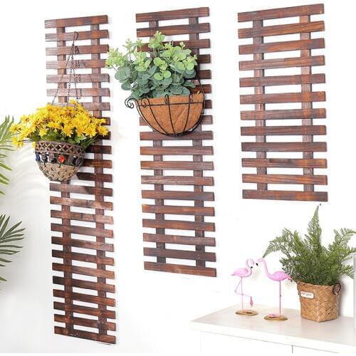Solid Wood Fence Wall Hanging Flower Frame Grid Balcony Wall Hanging Plant Rose Rose Flower Shelf Hanging Wall Decoration