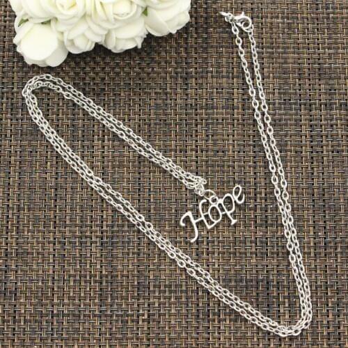 New Fashion Necklace Hope 27x13mm Silver Color Pendants Short Long Women Men Colar Gift Jewelry Choker