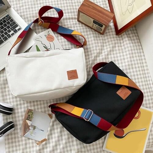 Casual Colorful Strap Messenger Bag Canvas Women Big Capacity Shoulder Tote For Women 2021 New Fashion сумка женская