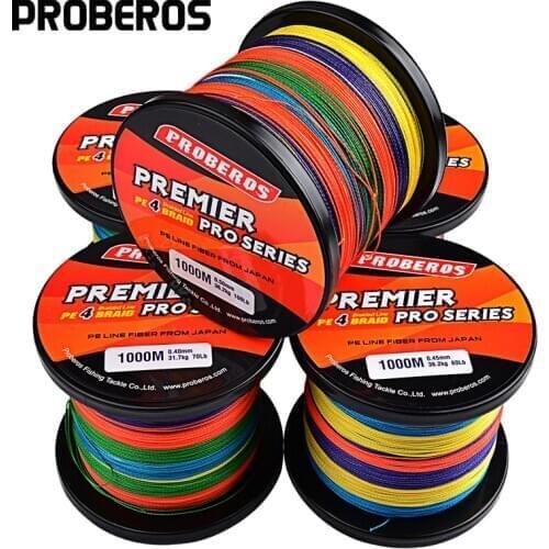 PROBEROS 4 Braided Fishing Line 300M&500M&1000M Wire PE Lines 6-100LB Multicolor Braided Line