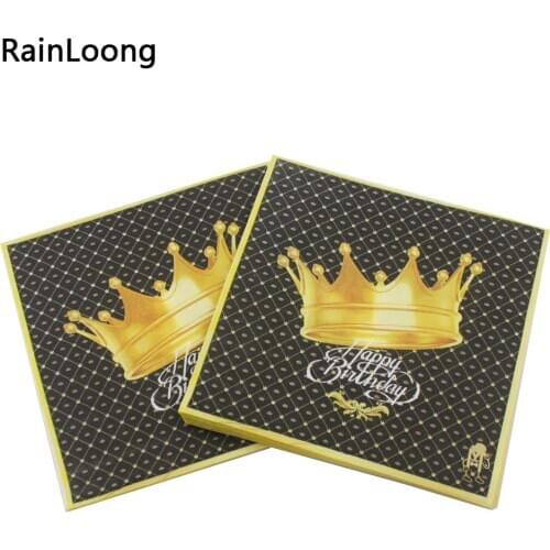 [RainLoong] Crown Paper Napkins Festive & Party Supplier Tissue Napkins Decorations Guardanapo 33x33cm 1 pack (20pcs/pack)