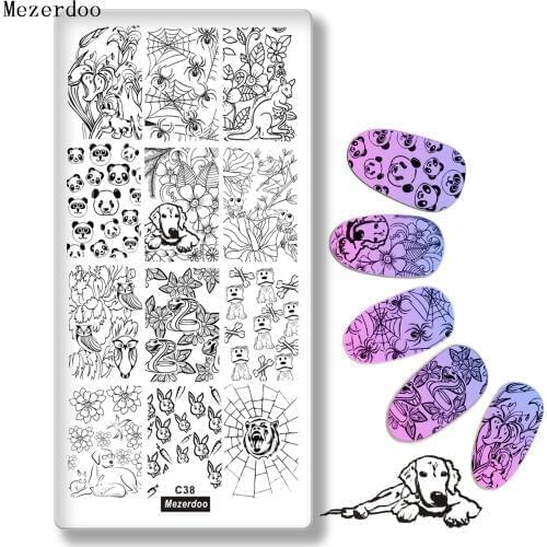 Animal Snake Design Nail Stamping Plate Cute Cat Dog Nail Art Stamp Image Template Stencil Stamping Polish DIY Tool C38