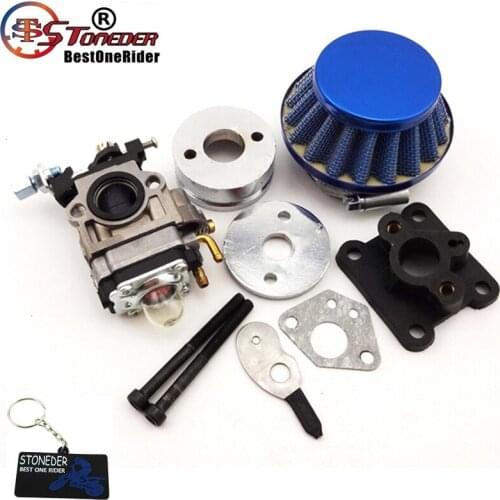STONEDER Blue Racing Carburetor Kit Carb Air Filter Stack For Mini ATV Dirt Pocket Bike 2 Stroke 47cc 49cc Engine
