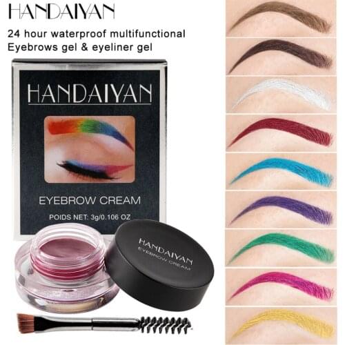 HANDAIYAN 12 Color Super Waterproof Eyebrow Cream Professional Black Color Eyebrow Gel Brow Tint Long Lasting With Makeup Brush