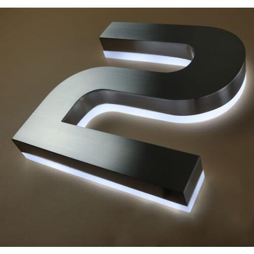 Led Channel Letter Brushed Surface Backlit Led Letter 3D Dimensional Letter Reception Wall-letter Brand Logo Advertising