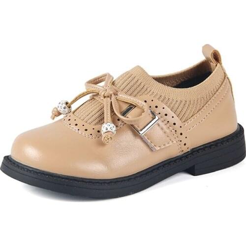 CUZULLAA Kids Girls Elegant Butterfly-Knot Patchwork Casual Shoes For Children Breathable Slip-On Flat Shoes Size 21-30