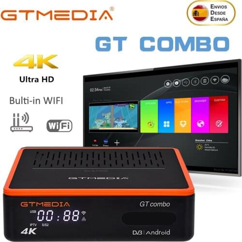 2021 Pre-sale GTMEDIA GT Combo 4K Satellite Receiver DVB-S2/T2/C Android 9.0 TV BOX 2G+16G M3U Ccam OSCAM Upgrade From GTC GTS