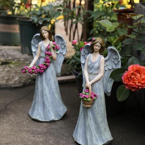 Flower Fairy Ornaments Courtyard Decoration Outdoor Garden American Country Horticulture Decoration Resin Character Angel