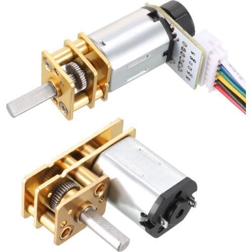 Uxcell Gear Motor DC 3V/6V/12V 16-1000RPM Encoder Speed Velocity Measurement for Mini Car DIY GA12 N20 w Encoder Test Wire