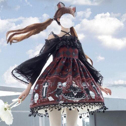 Japanese sweet lolita Off shoulder long sleeve shirt soft girl lolita clothes kawaii princess shirt lolita blouse loli