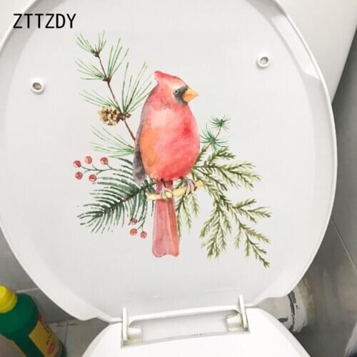 ZTTZDY 17.6CM×23.4CM Classic Art Home Decoration Accessories Bird On Pine Branch Wall Toilet Stickers T2-0789