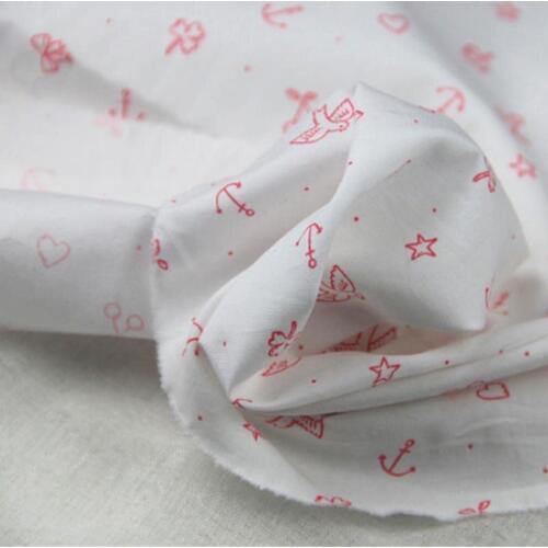 100% cotton poplin high density poplin red bird anchor stars printed fabric for DIY fashion apparel dress shirt handwork textile