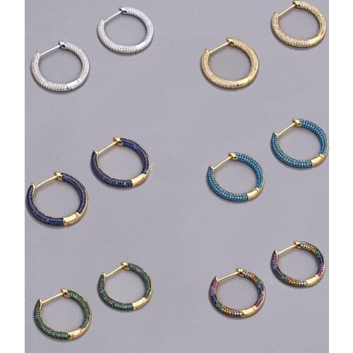 2 pairs Jewelry Multi color Cubic Zirconia pave Round shape Big Hoop Earrings for Women