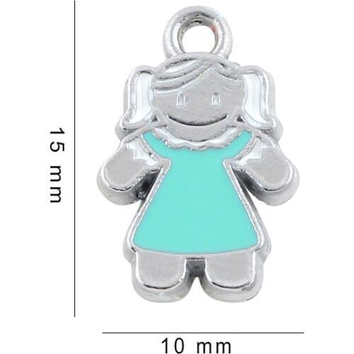 20Pcs/lot Silver Plated Cute Kids Girl Charm Dangle For Handmade Glass Locket Bracelet Jewelry Making