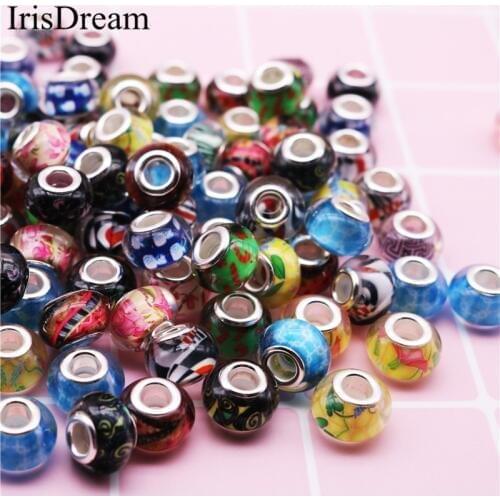 20 Pieces Lot Mixed Color Big Hole Glass Crystal Murano Beads Charm Fit European DIY Jewelry Pandora Bracelet Bangle Making