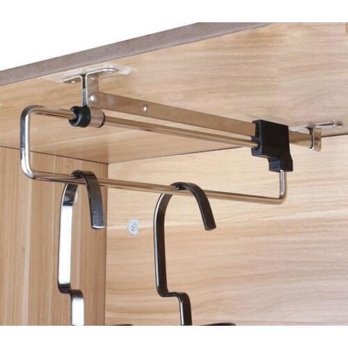 200/300/350/400/450/500mm Adjustable Wardrobe Pull Out Clothes Hanger Rail / Extending Rail / Storage Organiser