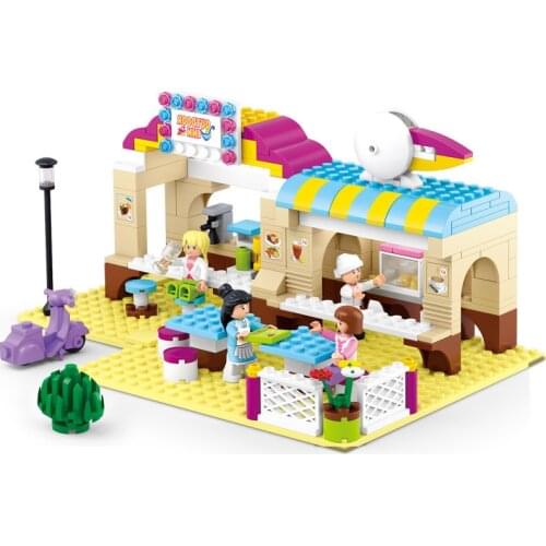 257PCS SLuban Street View Building Block 0530 Outdoor Restaurant Girl Small Particles Assembling Toys Gifts
