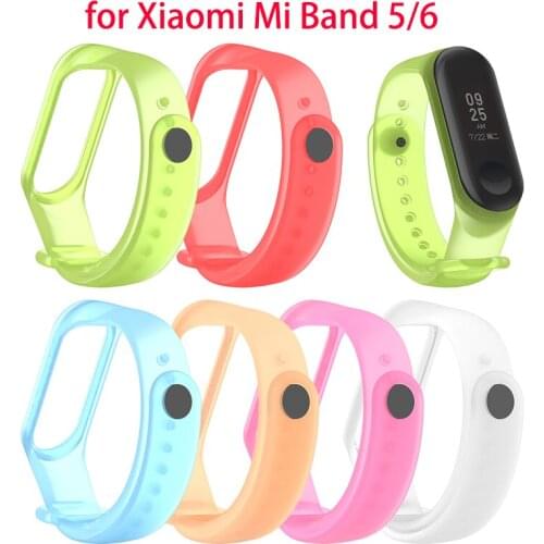 5.5-8.7InchesTransparent Wristband For Xiaomi Mi Band 5/6 Silicone Replacement Strap Waterproof, Sweatproof For Xiaomi Mi Band56