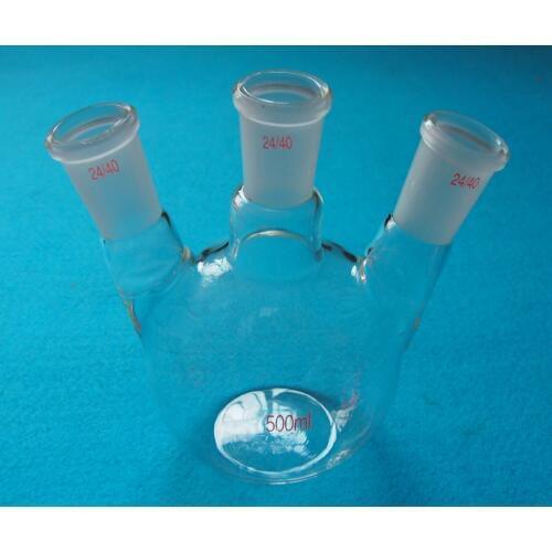 500ml,3-Neck,24/40,Flat Bottom Glass Flask,Three Necks,Laboratory Boiling Bottle