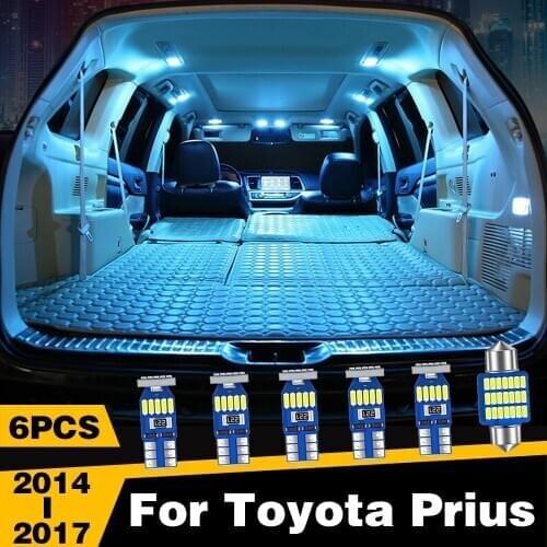 6pcs Car LED Lights Interior Dome Reading Trunk Lamp For Toyota Prius 2014 2015 2016 2017 Accessories