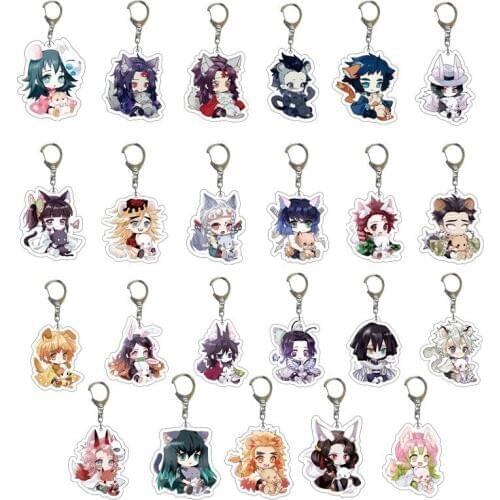 Anime Demon Slayer Keychain Brinco Blade Of Ghost Key Chains Cosplay Kamado Tanjirou Lucency Pendant Delicacy Small Gift