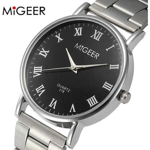 New MIGEER Watches men Luxury Designer Stainless Steel Quartz Watch Women Elegant Analog Wristwatch Bracelet Relojes Masculino
