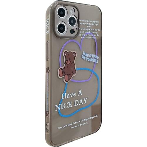 Cartoon Bear Translucent TPU Case for iPhone 12 Pro Max Back Phone Cover for 12 Mini 11 Pro Max X XS XR 8 7 Plus SE 2020 Capa