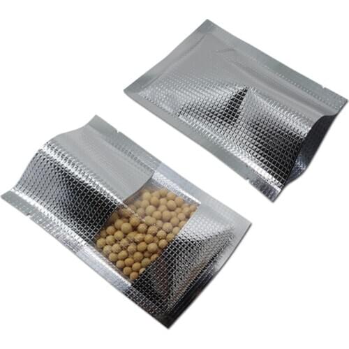 DHL 900Pcs/Lot Silver Open Top Aluminum Foil Lines with Plastic Window Food Snack Vacuum Pack Pouch Heat Seal Mylar Package Bag