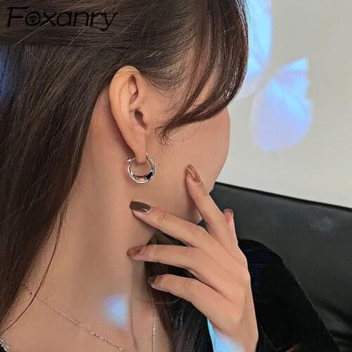 Женские золотые серьги FOXANRY China At AliExpress