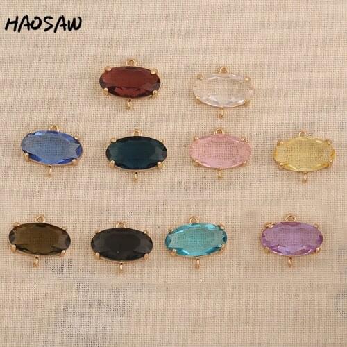 HAOSAW 16*18MM 4Pcs/Lot Oval Design/Crystal Connection/Egg Colorful Jewelry Accessory/DIY Jewelry Making/Earring Findings