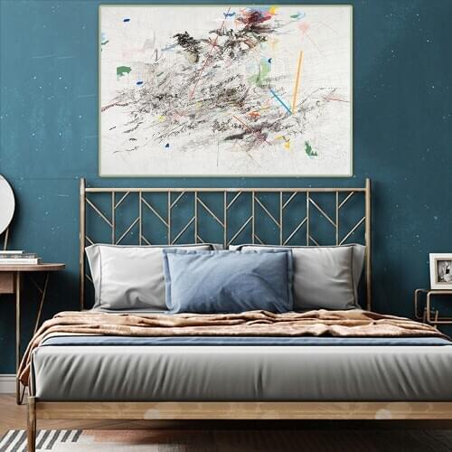 Citon Julie Mehretu《Rising Down.2008》Abstract Canvas Oil Painting Artwork Poster Picture Wall Decor Background Home Decoration