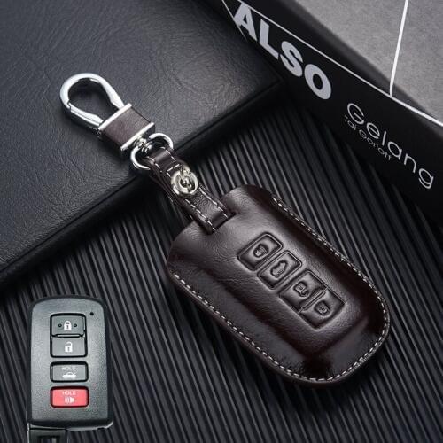 Leather Key Case Fob Cover for Toyota 2012 to 2017 Rav4 Camry Highlander Avalon 2016 Land Cruiser Key Holder/Glove Accessories