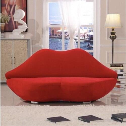 Creative personality Three-person sofa Modern minimalist lips Small living room bedroom fabric lazy sofa
