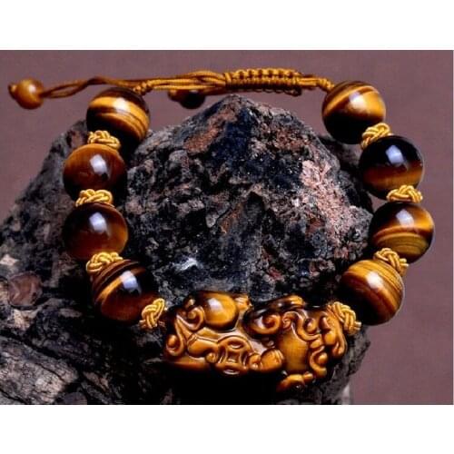Fashion high quality natural yellow tiger eye stone beads 10mm bracelets evil spirits brave Lucky bracelet bangle for men/women