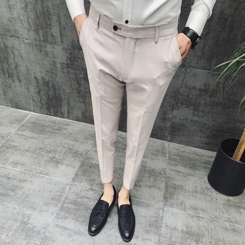 British Style Dress Suit Pant 2020 New Plaid Suit Pant Men Brand Gentlemen Business Casual Work Pant Men Trousers