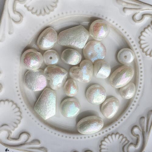 Pearlescent wrinkle white phantom cut surface water drop ball DIY handmade jewelry earrings accessories materials