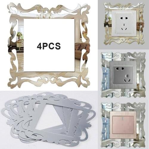 Wall Stickers Switch Creative Mirror Switch Surround Decals Living Room Ornament Decal Photo Frame Mirror Wall Home Decor