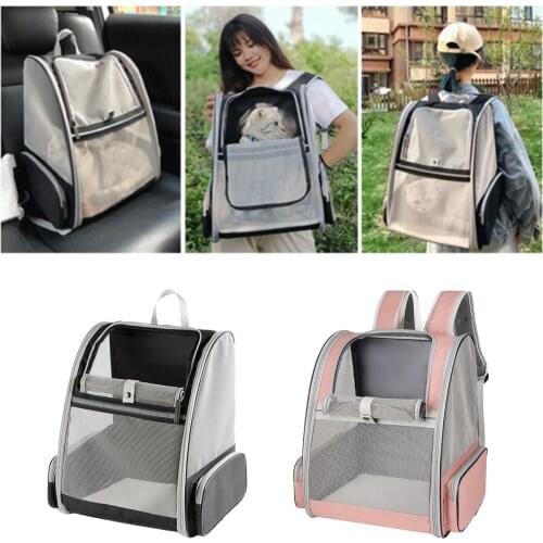 Pet Backpack Portable Cat Bag Carrying Foldable Cat Carrier Rabbit Mesh Backpack BreathableTravel Outdoor Backpack Carrier